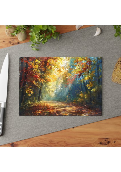 Canlı Tasarımlı Cam Kesme Tahtası - Şık ve Dayanıklı Kaymaz Yüzey, Çizilmez ve Kolay Temizlenen