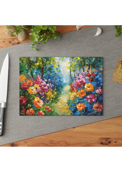 Dokulu Yüzeyli Şık Temperli Cam Kesme Tahtası - Kaymaz ve Çizilmez - Sanat Meraklıları Için Ideal