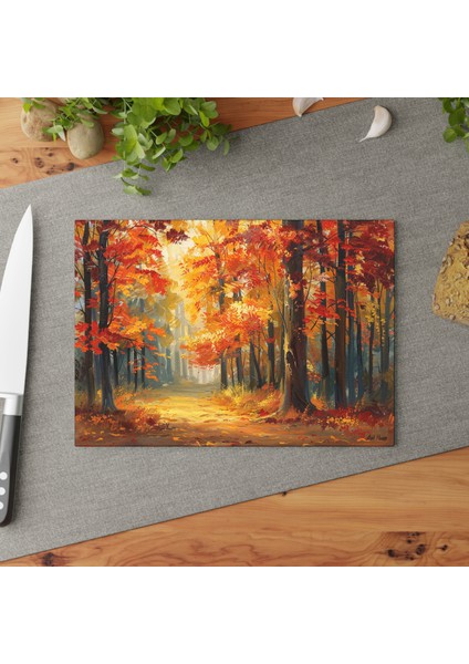 Çağdaş Sanat Temperli Cam Kesme Tahtası - Şık Tasarım, Kaymaz Yüzey, Çizilmez, Kolay Temizlenebilir