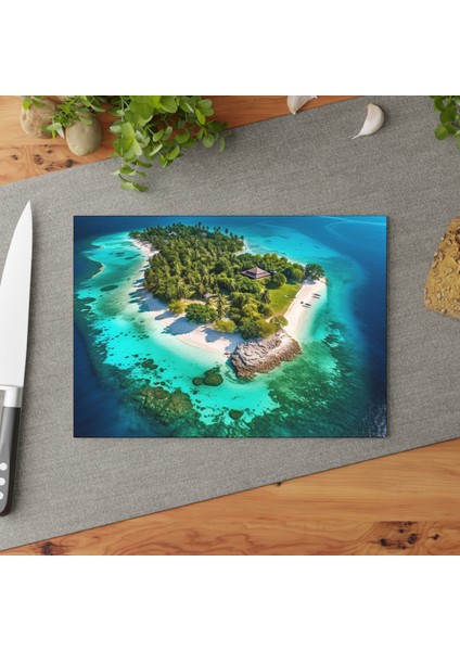 Peyzaj'dan Esinlenen Temperli Cam Kesme Tahtası - Şık & Dayanıklı Kaymaz Yüzey - Kolay Temizlenen