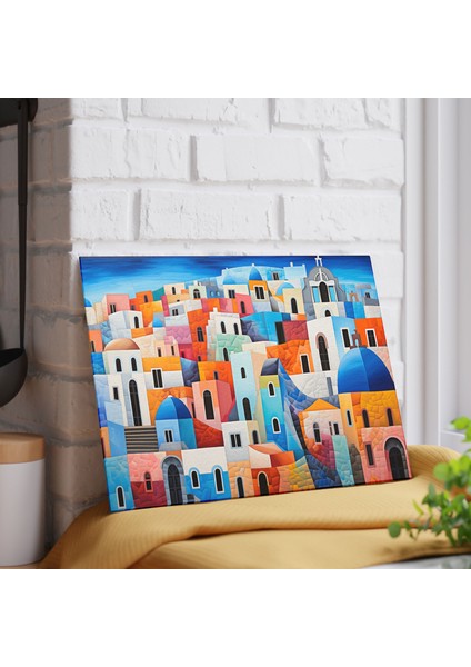 Şık Santorini Tasarım Temperli Cam Kesme Tahtası - Şık ve Dayanıklı Kaymaz modelleri