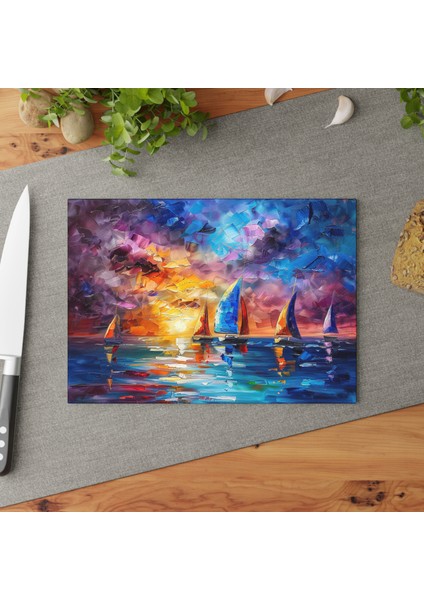 Şık Temperli Cam Kesme Tahtası | Kaymaz ve Çizilmez | Temizlemesi Kolay |