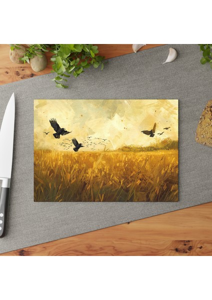 Şık Dokulu Yüzeyli Cam Kesme Tahtası - Kaymaz, Çizilmez Tasarımlı Dayanıklı Temperli Cam