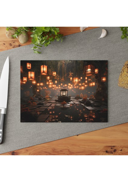 Şık Temperli Cam Kesme Tahtası - Kaymaz Yüzey, Çizilmez, Kolay Temizlenebilir - Huzurlu Dekor Için