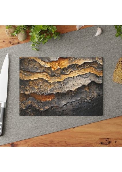 Renkli Soyut Temperli Cam Kesme Tahtası - Mutfak Için Şık Tasarım - Kaymaz ve Çizilmez Cam