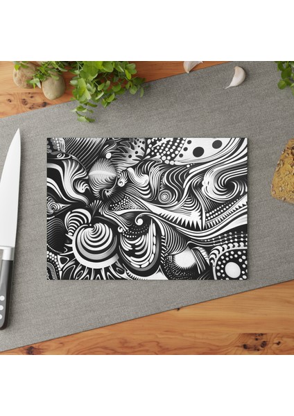 Şık Mutfak Dekor Temperli Cam Kesme Tahtası - Şık Cam