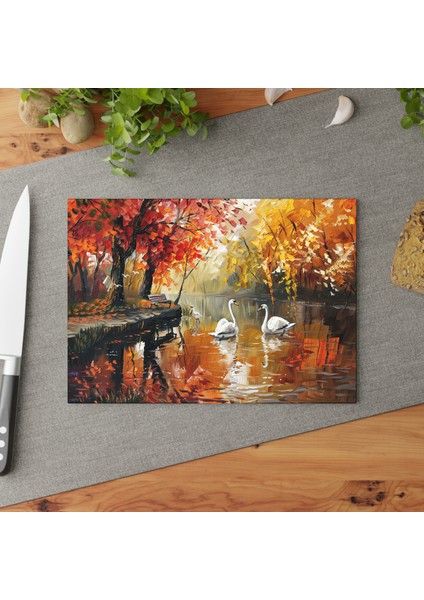 Elegant Cam Kesme Tahtası Seti - Şık Tasarım, Çizilmez, Kaymaz Yüzey - Kolay Temizlenen