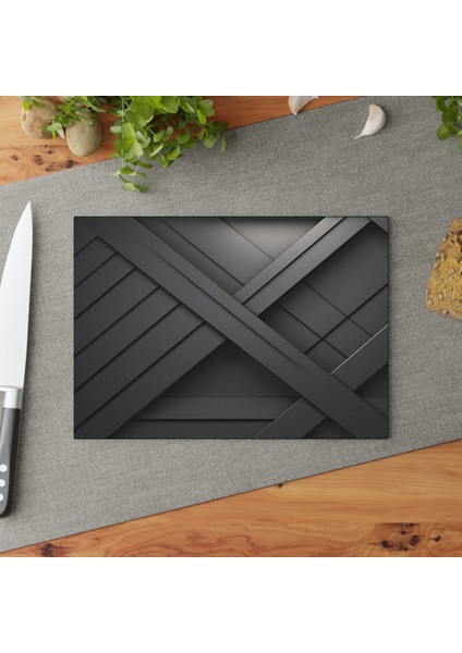 Yapılandırılmış Desenli Cam Kesme Tahtası - Kaymaz Yüzeyli, Çizilmez ve Tasarımlı Şık