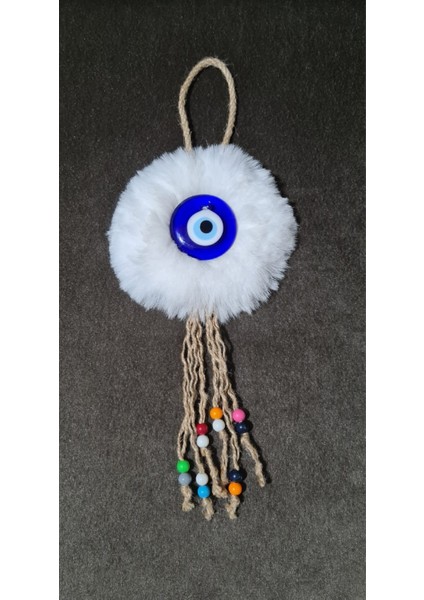 Beyaz Pelüş Dekoratif Nazarsüsü Ev ve Ofis Için Şık Modern Bohem Nazar Boncuklu Duvar Süsü Aksesuar fiyatları