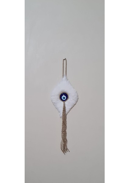 Beyaz Pelüş Dekoratif Nazarsüsü Ev ve Ofis Için Şık Modern Bohem Nazar Boncuklu Duvar Süsü Aksesuar modelleri