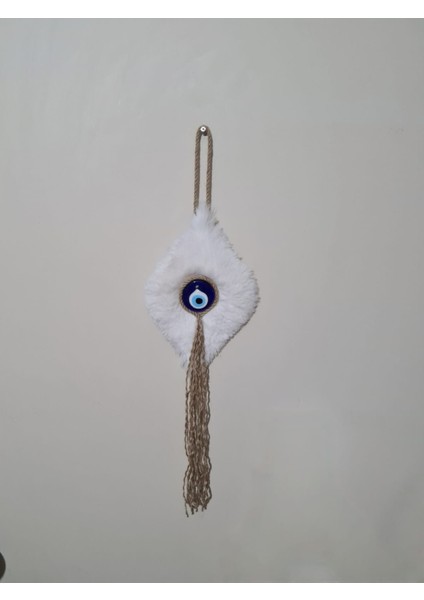 Beyaz Pelüş Dekoratif Nazarsüsü Ev ve Ofis Için Şık Modern Bohem Nazar Boncuklu Duvar Süsü Aksesuar fiyatları