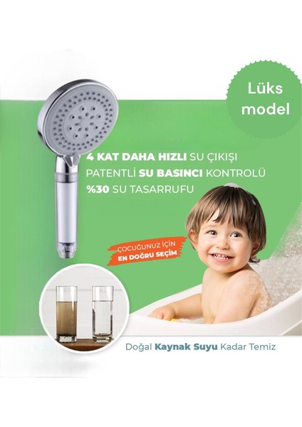 5 Adet Yedek Filtreli Duş Başlığı Kireç Önleyici Özellikli Su Tasarruflu Lüks Model