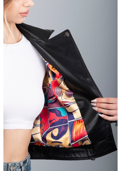 Mamba Kadın Deri Ceket - Siyah, L-40