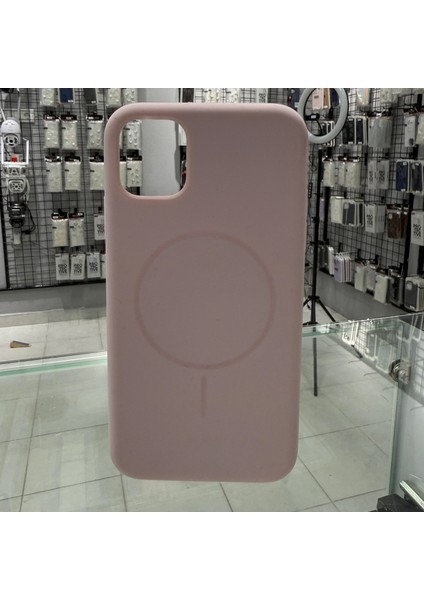 iPhone 11 Magsafe Yumuşak Silikon Kılıf Lansman İçi Kadife Dokulu Kablosuz Şarj Destekli Rose