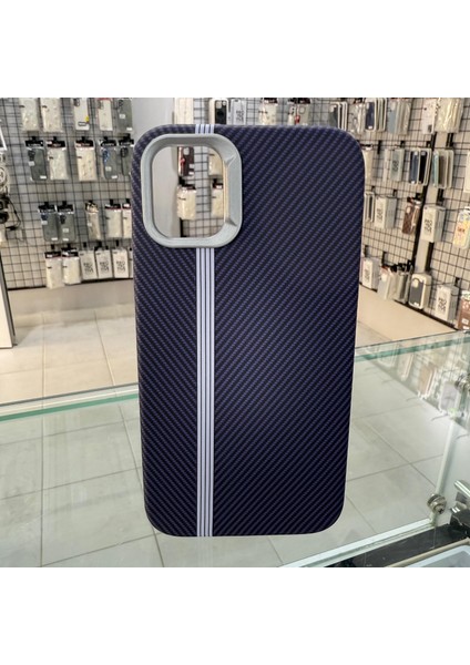 iPhone 11 Lüks Karbon Fiber Telefon Kılıfı Mat Desenli Sert Kapak ( MOR )