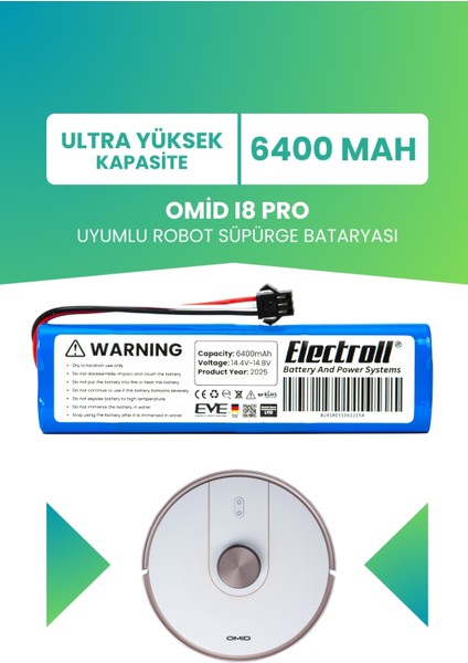 Omid I8 Pro Uyumlu Batarya (ULTRA YÜKSEK KAPASİTE) 6400mAh