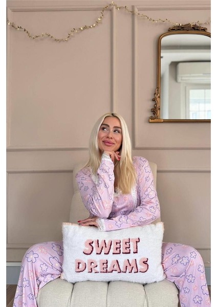 Pembe Çizgi Çiçek Desenli Sabahlıklı Pegasus Pijama Takımı fırsatları