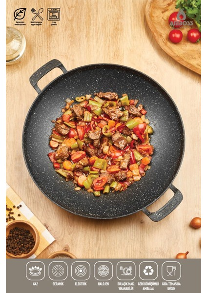 Violet 33 cm Yanmaz Yapışmaz Döküm Tava - Sağlıklı Pişirme Özellikleriyle indirimleri