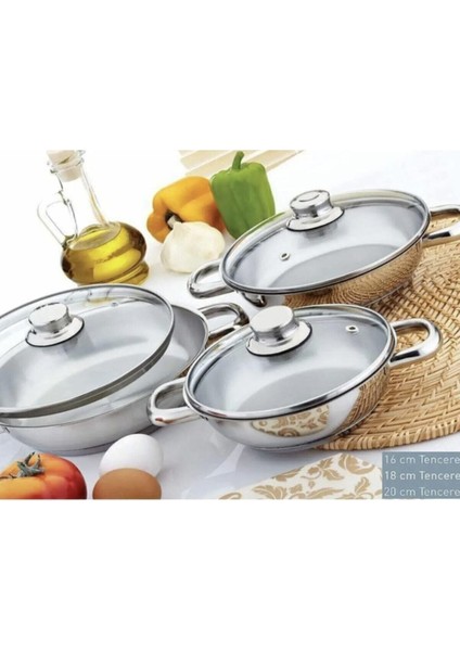 6 Parça Cam Kapaklı Omlet Seti Takımı