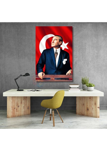 Atatürk ve Bayrak Kanvas Tablo Modeli Sınıf Tablosu Okul Ev Ofis Tablosu