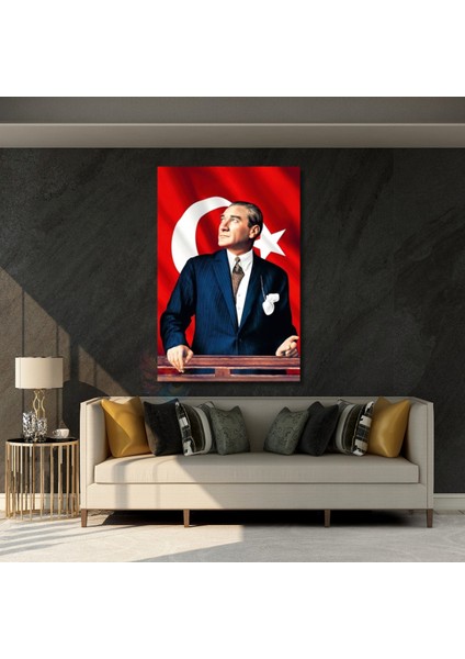 Atatürk ve Bayrak Kanvas Tablo Modeli Sınıf Tablosu Okul Ev Ofis Tablosu