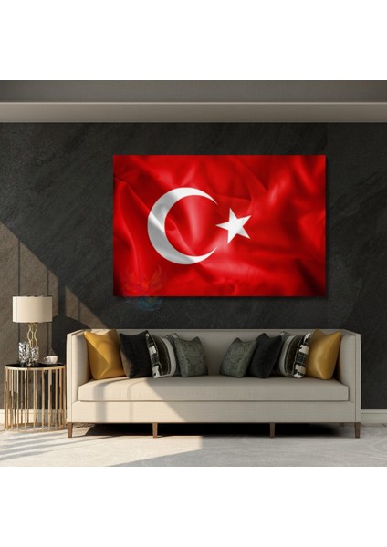 Türk Bayrağı Görseli Kanvas Tablo Ev Ofis Okul Tablosu Ay Yıldız Duvar Tablosu
