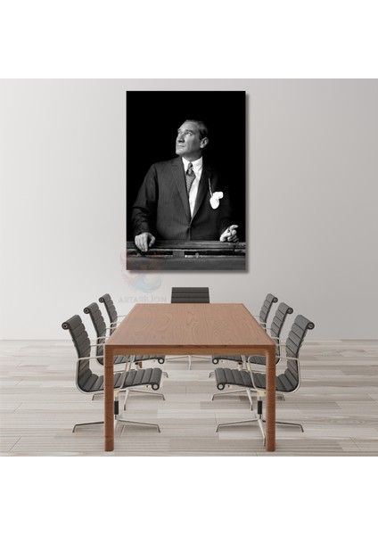 Siyah Beyaz Mustafa Kemal Atatürk Tablo Atatürk Kanvas Tablo Dikey Tablo Salon Ofis Tablosu fiyatları