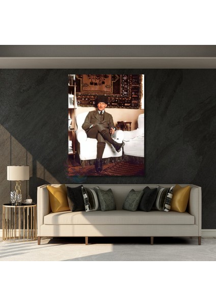 Renkli Atatürk Tablosu Dikey Kanvas Tablo Mustafa Kemal Atatürk Görseli Ev Ofis Dekoru