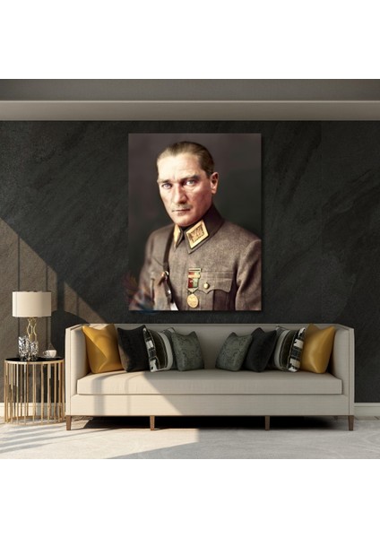 Uniformalı Atatürk Portresi Mustafa Kemal Atatürk Kanvas Tablo Modeli Ev Ofis Dekoru