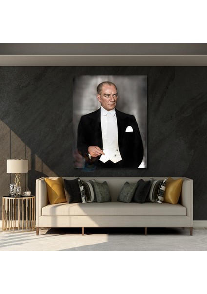 Mustafa Kemal Atatürk Renkli Tablo Kanvas Tablo Modeli Hd Dijital Baskı Duvar Tablosu