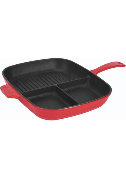 Çift Taraflı Döküm Tava 26 cm 3 Kat Emaye Kaplama Yekpare Saplı Grill Bölmeli Izgara fiyatları