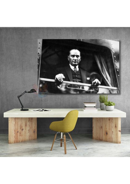Kanvas Atatürk Tablo Modeli Siyah Beyaz Atatürk Tablosu Kanvas Dekor