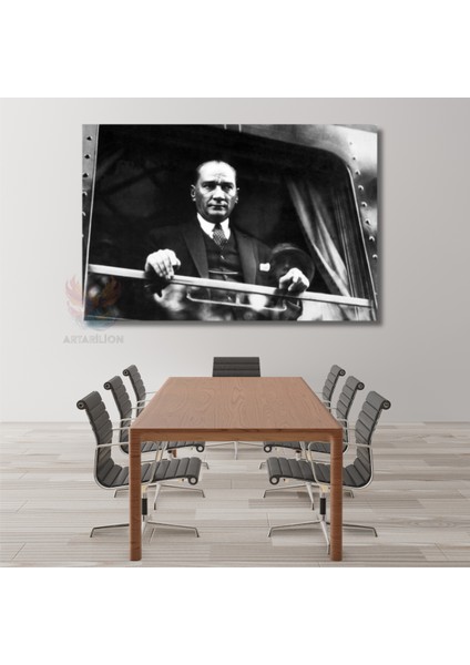Kanvas Atatürk Tablo Modeli Siyah Beyaz Atatürk Tablosu Kanvas Dekor