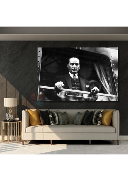 Kanvas Atatürk Tablo Modeli Siyah Beyaz Atatürk Tablosu Kanvas Dekor