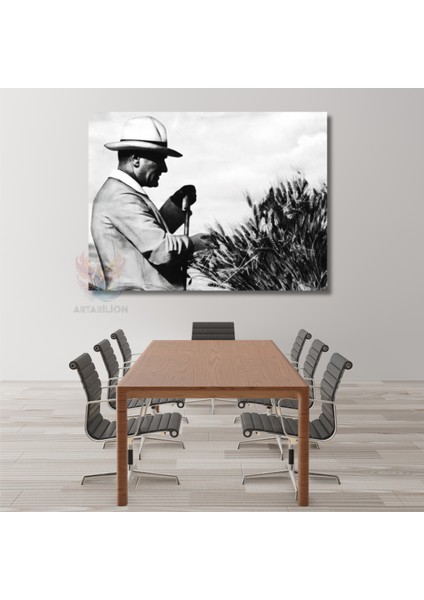 Atatürk Kanvas Tablo Atatürk Tarlada Görseli Duvar Tablosu Yatay Tablo Ev Ofis Dekoru fiyatları