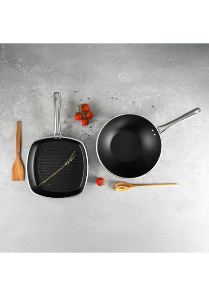 Atlanta 2 Parça Wok + Grill Tava Seti Black fiyatları