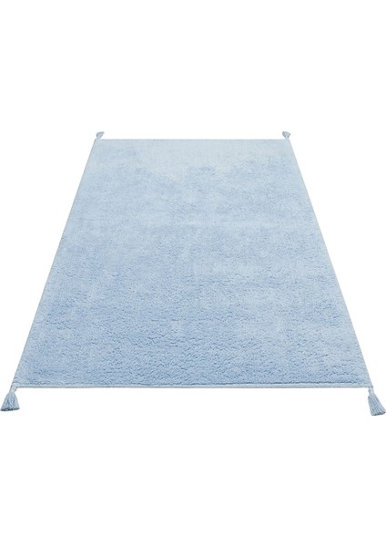 Cbn Plaın Blue Q - Cotton Boon - Yıkanabilir Kaymaz Tabanlı Naturel Pamuk Bebek Halısı