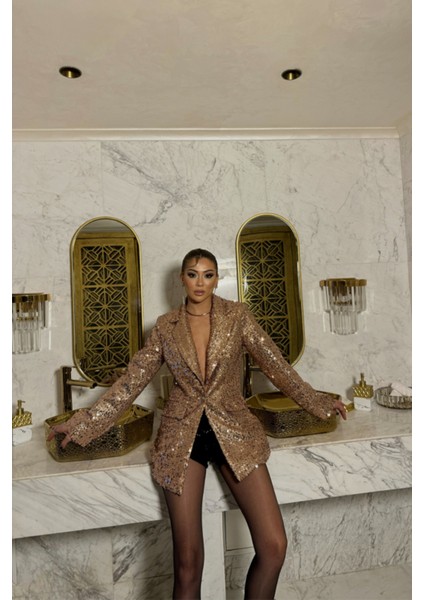 Pul Payet Blazer Ceket - Bakır