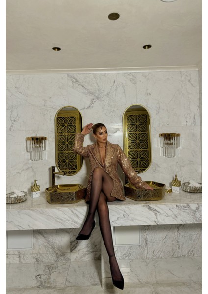 Pul Payet Blazer Ceket - Bakır