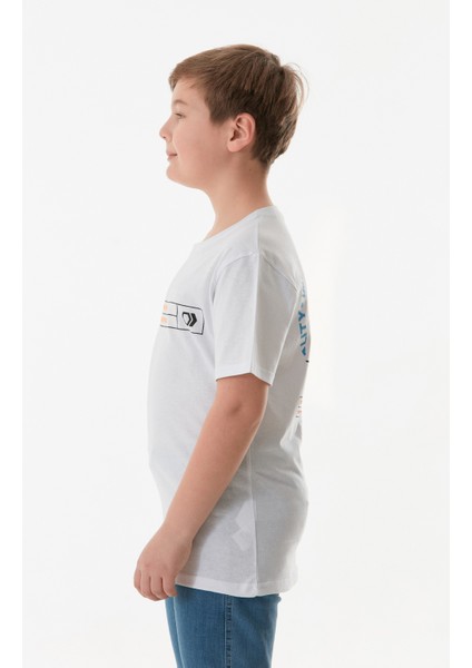 %100 Pamuk Önü ve Arkası Yazı Baskılı Erkek Çocuk Tişört modelleri