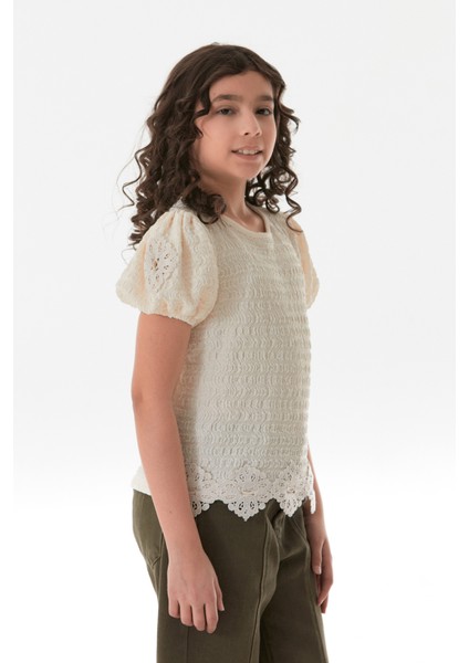 Beli Güpürlü Balon Kol Kız Çocuk Bluz modelleri