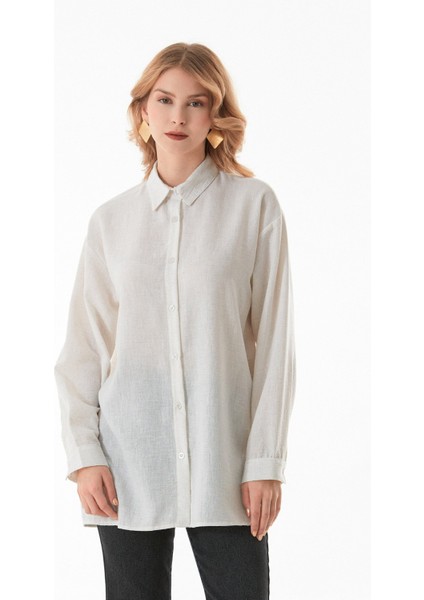 Kırçıllı Düğmeli Oversize Gömlek