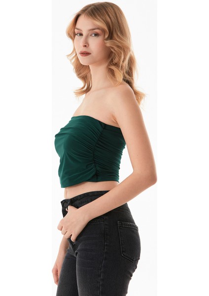 Basic Yanları Drapeli Straplez Büstiyer
