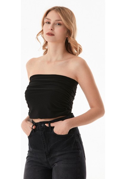 Basic Yanları Drapeli Straplez Büstiyer modelleri