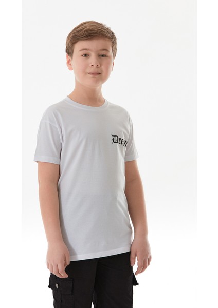 %100 Pamuk Dreams Yazı Baskılı Bisiklet Yaka Erkek Çocuk Tişört modelleri