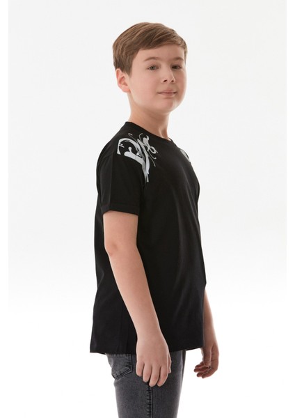 Yazı Baskılı Bisiklet Yaka Erkek Çocuk Tişört fırsatları