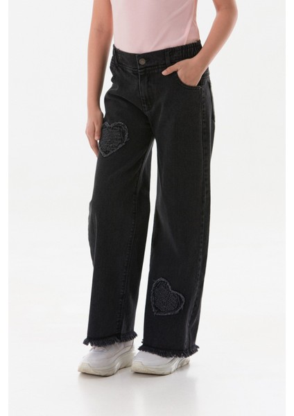 Kalp Nakışlı Paçası Püsküllü Kız Çocuk Pantolon fiyatları