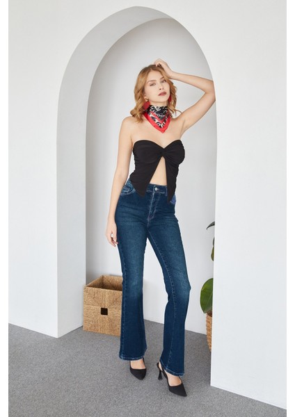 Yüksek Bel Flare Jean