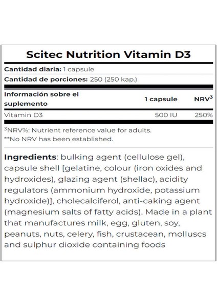 Vitamin D3 250 Caps fiyatları