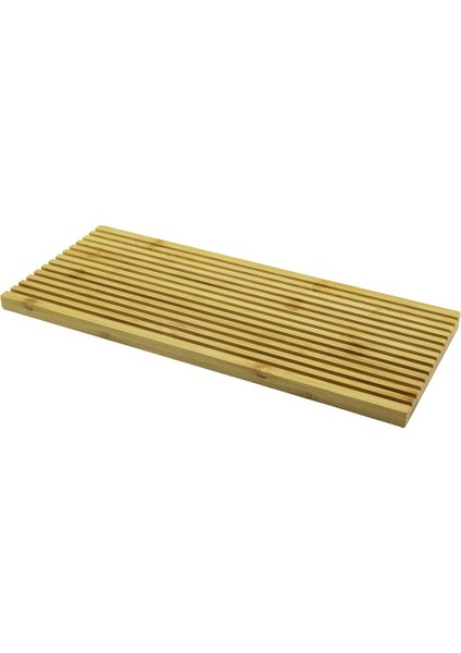 Dikdörtgen Çift Taraflı=düz - Dalgalı Oyuk Kanallı Ahşap Bambu Sunum Tepsi 17 x 39 x 1.5 cm (2818)